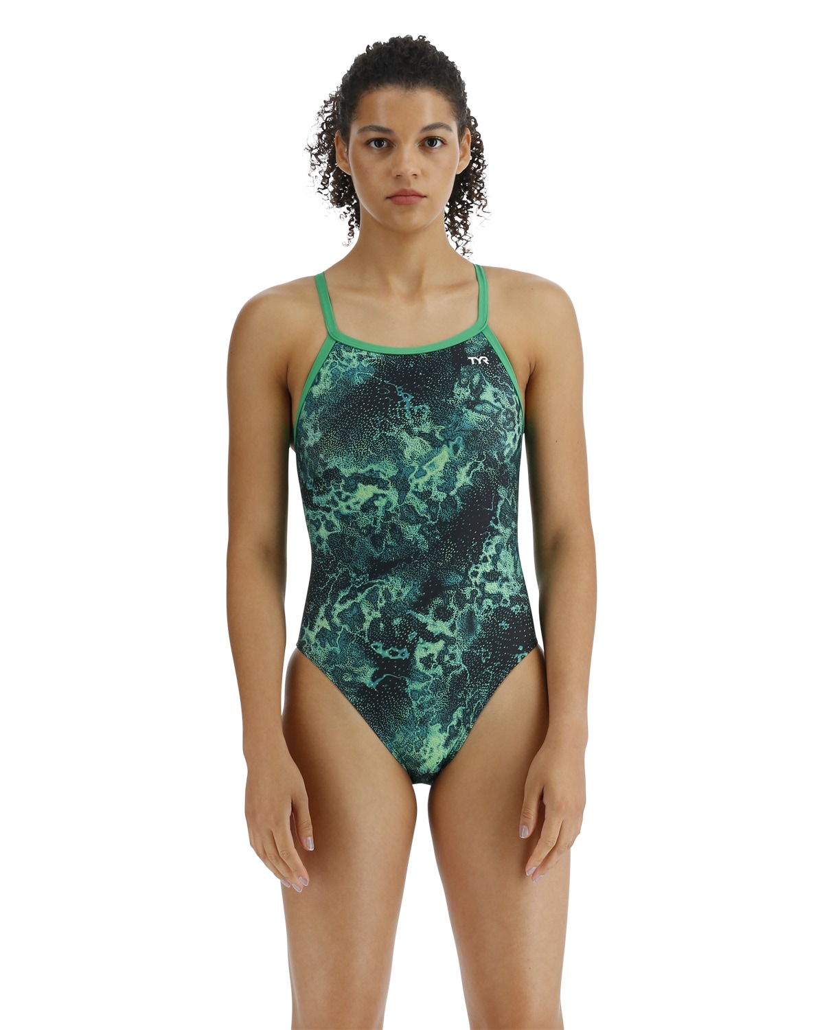 TYR Womens Monroe Stripe Aqua Controlfit One Piece Swimsuit Navy Size 8  1826 for sale online