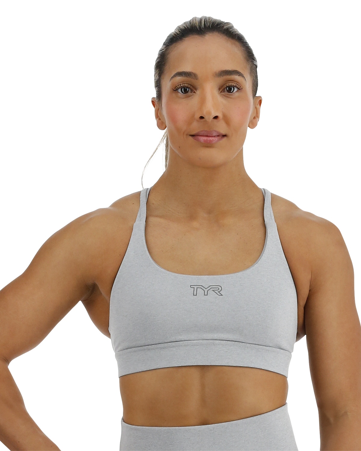 TYR Women s Base Kinetic Dual Strap Sports Bra Light Heather Grey