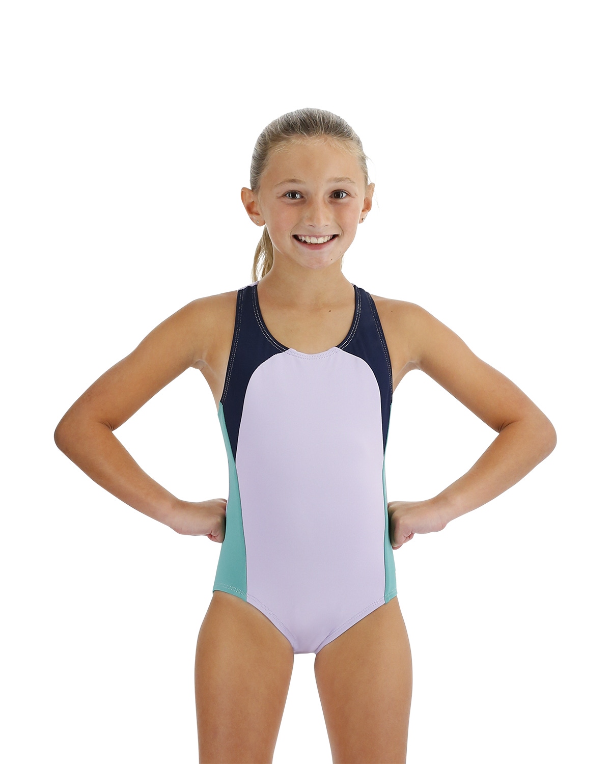 TYR Durafast Elite Girls Ella Maxfit Swimsuit Solid Splice
