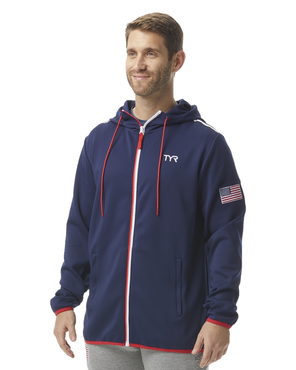 TYR Men's Alliance Podium Full Zip Hoodie - USA