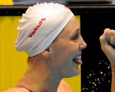 Denmark's Jeanette Ottesen celebrates af